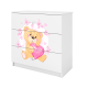 Babydreams brnekommode med bamse med sommerfugle, m. 3 skuffer - hvid laminat