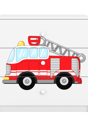 Babydreams brnekommode med brandbil, m. 3 skuffer - hvid laminat