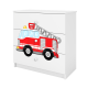 Babydreams brnekommode med brandbil, m. 3 skuffer - hvid laminat