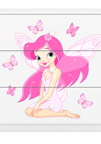 Babydreams brnekommode med fe med sommerfugle, m. 3 skuffer - hvid laminat