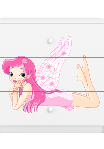 Babydreams brnekommode med fe med vinger, m. 3 skuffer - hvid laminat