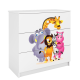 Babydreams brnekommode med Zoo dyr, m. 3 skuffer - hvid laminat