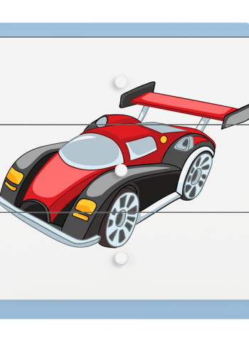 Babydreams brnekommode med racerbil, m. 3 skuffer - hvid og bl laminat