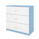 Babydreams brnekommode, m. 3 skuffer - hvid og bl laminat