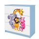 Babydreams brnekommode med Zoo dyr, m. 3 skuffer - hvid og bl laminat