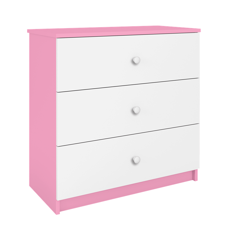 Babydreams brnekommode, m. 3 skuffer - hvid og lyserd laminat