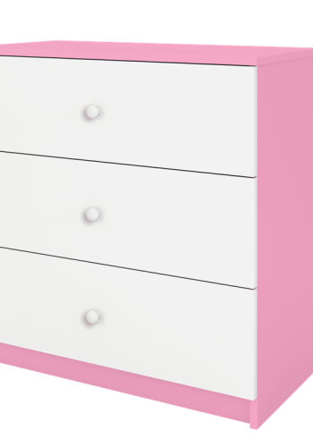 Babydreams brnekommode, m. 3 skuffer - hvid og lyserd laminat