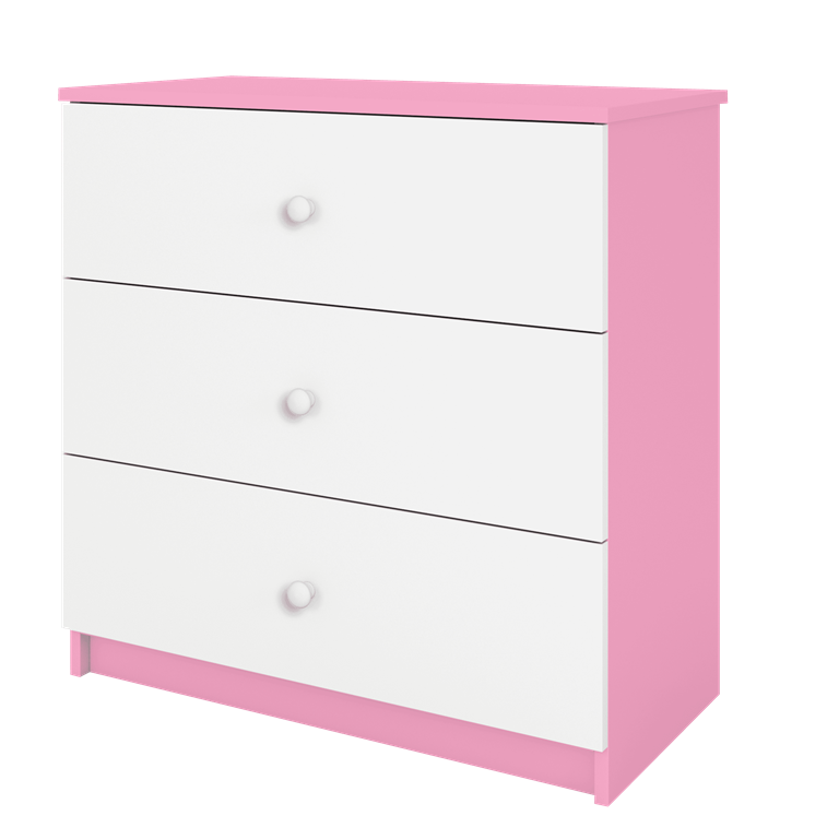 Babydreams brnekommode, m. 3 skuffer - hvid og lyserd laminat