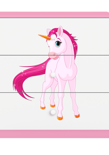 Babydreams brnekommode med enhjrning, m. 3 skuffer - hvid og lyserd laminat