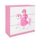 Babydreams brnekommode med prinsesse p hest, m. 3 skuffer - hvid og lyserd laminat