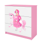 Babydreams brnekommode med prinsesse p hest, m. 3 skuffer - hvid og lyserd laminat