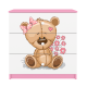 Babydreams brnekommode med bamse med blomster, m. 3 skuffer - hvid og lyserd laminat
