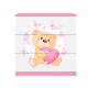 Babydreams brnekommode med bamse med sommerfugle, m. 3 skuffer - hvid og lyserd laminat