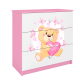 Babydreams brnekommode med bamse med sommerfugle, m. 3 skuffer - hvid og lyserd laminat