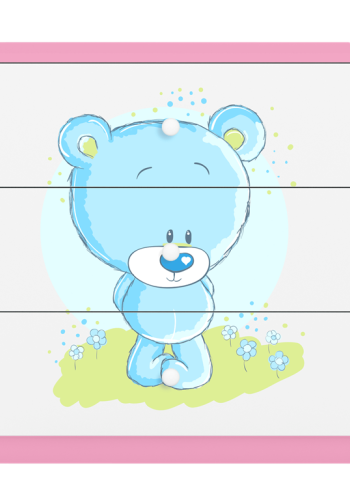 Babydreams brnekommode med bl bamse, m. 3 skuffer - hvid og lyserd laminat