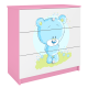 Babydreams brnekommode med bl bamse, m. 3 skuffer - hvid og lyserd laminat