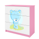 Babydreams brnekommode med bl bamse, m. 3 skuffer - hvid og lyserd laminat