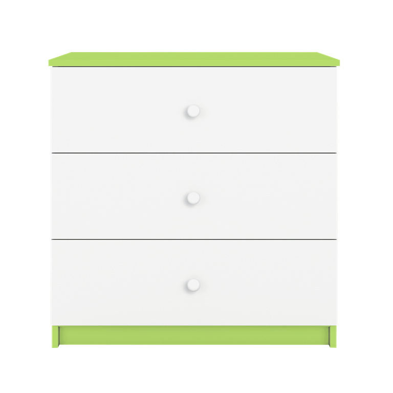 Babydreams brnekommode, m. 3 skuffer - hvid og grn laminat