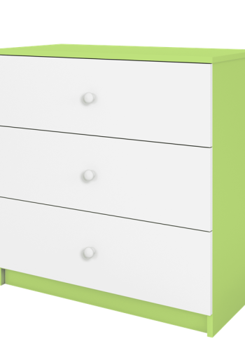 Babydreams brnekommode, m. 3 skuffer - hvid og grn laminat