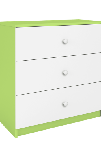 Babydreams brnekommode, m. 3 skuffer - hvid og grn laminat
