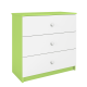 Babydreams brnekommode, m. 3 skuffer - hvid og grn laminat