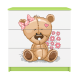 Babydreams brnekommode med bamse med blomster, m. 3 skuffer - hvid og grn laminat