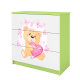 Babydreams brnekommode med bamse med sommerfugle, m. 3 skuffer - hvid og grn laminat