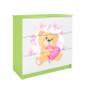 Babydreams brnekommode med bamse med sommerfugle, m. 3 skuffer - hvid og grn laminat
