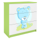 Babydreams brnekommode med bl bamse, m. 3 skuffer - hvid og grn laminat