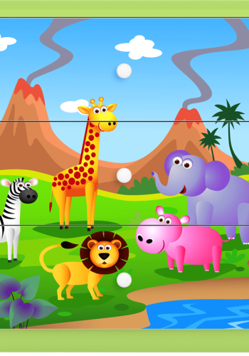 Babydreams brnekommode med safari dyr, m. 3 skuffer - multifarvet og grn laminat