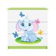Babydreams brnekommode med elefant med sommerfugle, m. 3 skuffer - hvid og grn laminat