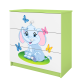 Babydreams brnekommode med elefant med sommerfugle, m. 3 skuffer - hvid og grn laminat