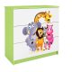 Babydreams brnekommode med Zoo dyr, m. 3 skuffer - hvid og grn laminat