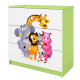Babydreams brnekommode med Zoo dyr, m. 3 skuffer - hvid og grn laminat