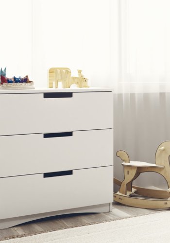 Classic brnekommode, m. 3 skuffer - hvid laminat