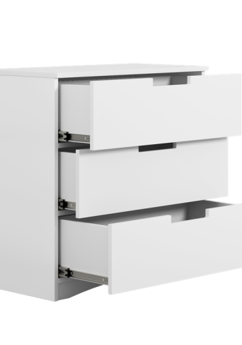 Classic brnekommode, m. 3 skuffer - hvid laminat