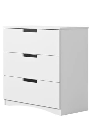 Classic brnekommode, m. 3 skuffer - hvid laminat