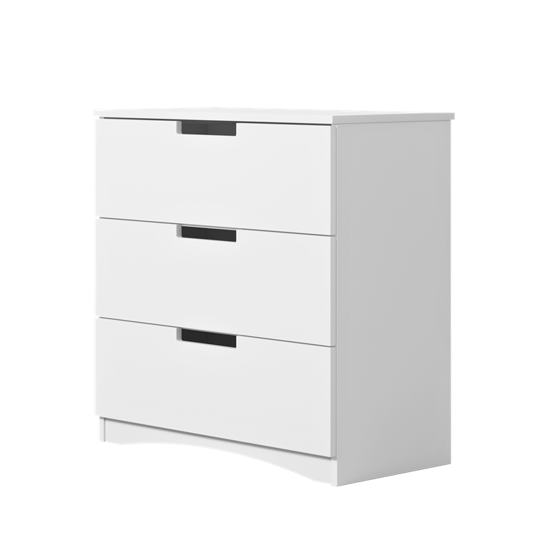 Classic brnekommode, m. 3 skuffer - hvid laminat