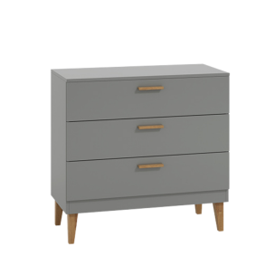Kubi brnekommode, m. 3 skuffer - gr spnplade og natur eg