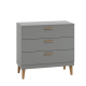 Kubi brnekommode, m. 3 skuffer - gr spnplade og natur eg