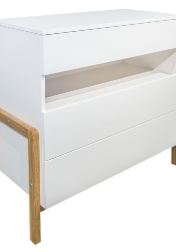 Victor brnekommode, m. 1 rum og 3 skuffer - hvid laminat og natur eg
