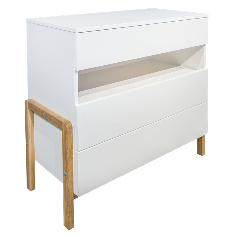 Victor brnekommode, m. 1 rum og 3 skuffer - hvid laminat og natur eg