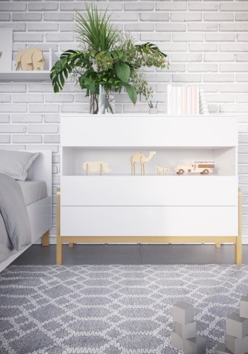 Victor brnekommode, m. 1 rum og 3 skuffer - hvid laminat og natur eg