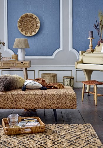 BLOOMINGVILLE Gulli daybed, m. 2 puder - gul bomuld og mrkebrun tr (200x80)