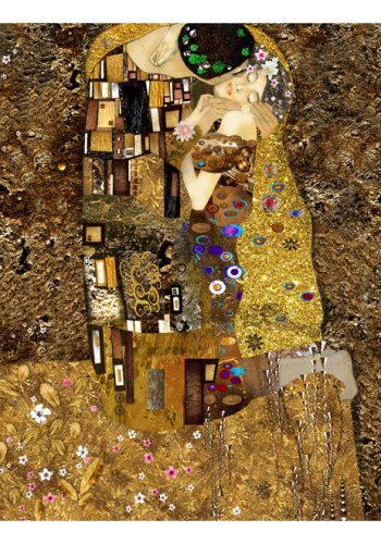 ARTGEIST Fototapet - Klimt inspiration: Golden Kiss, kunstnerisk kys (flere strrelser)