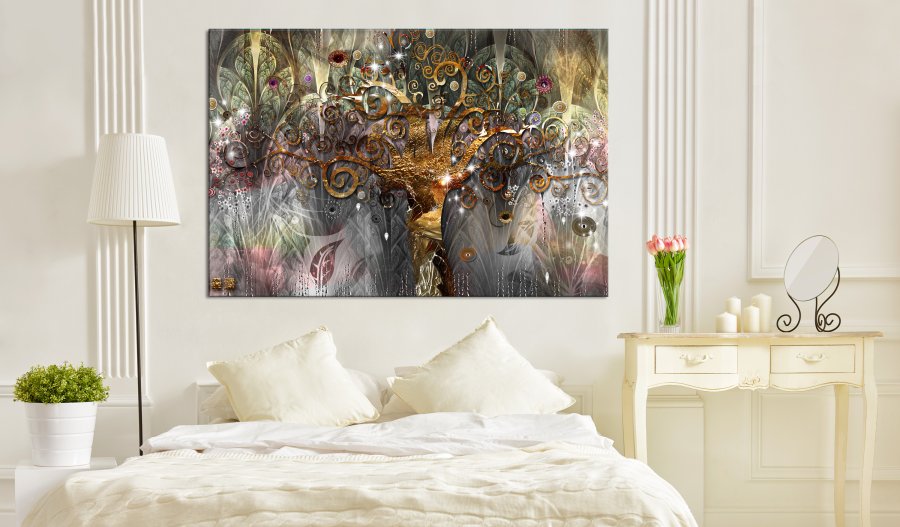 ARTGEIST Gold Tree - Abstrakt billede med tr-motiv trykt p lrred - Flere strrelser