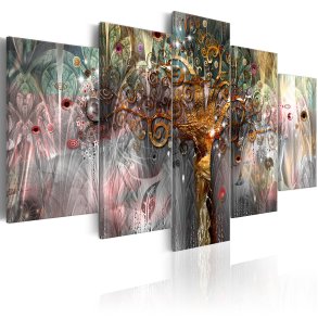 ARTGEIST Golden Tree II - Abstrakt billede med tr-motiv trykt p lrred - Flere strrelser