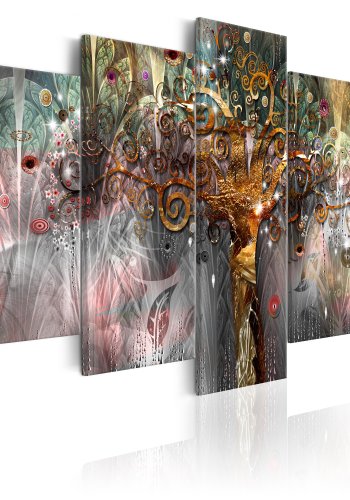 ARTGEIST Golden Tree II - Abstrakt billede med tr-motiv trykt p lrred - Flere strrelser