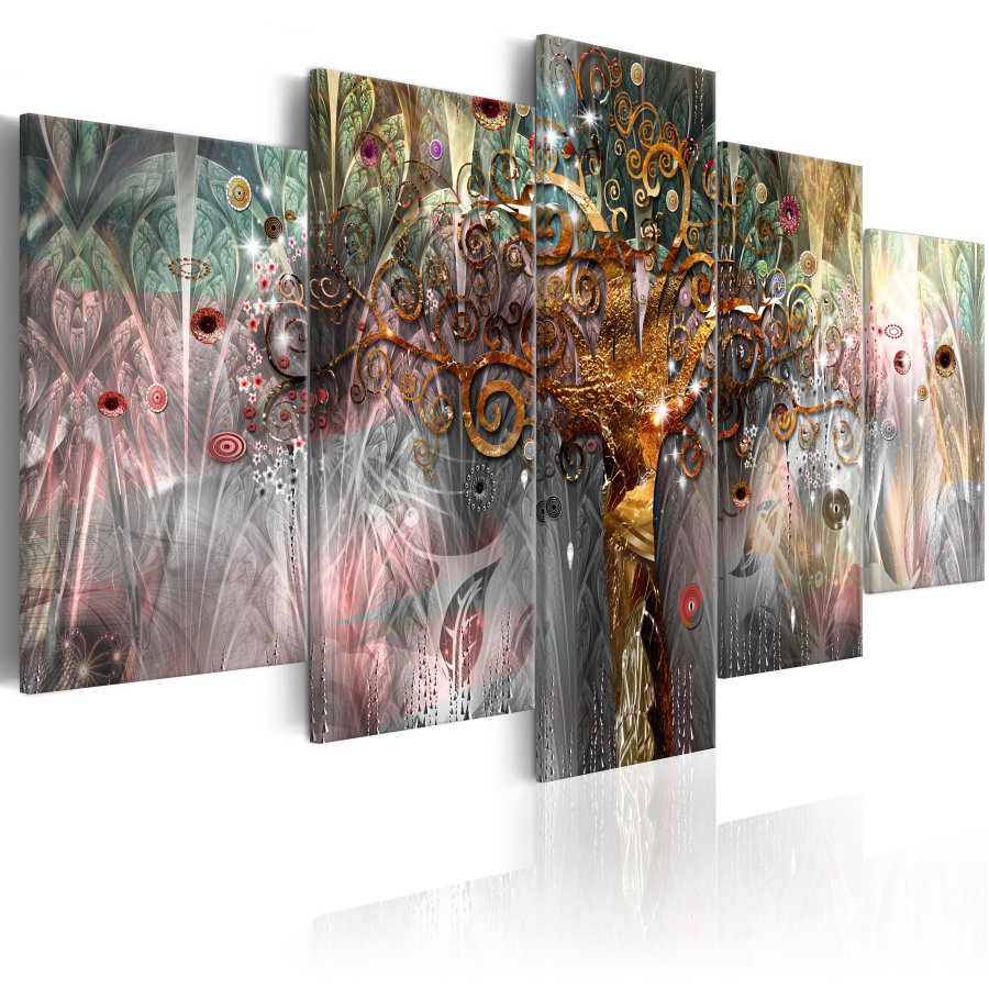 ARTGEIST Golden Tree II - Abstrakt billede med tr-motiv trykt p lrred - Flere strrelser
