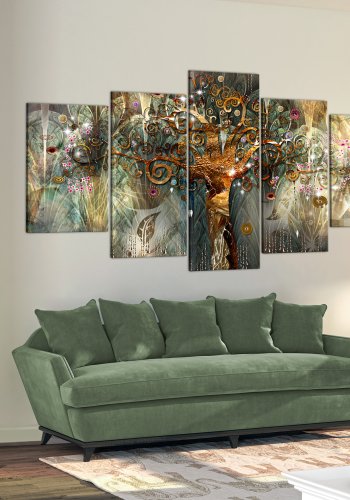 ARTGEIST Golden Tree II - Abstrakt billede med tr-motiv trykt p lrred - Flere strrelser
